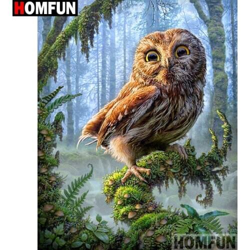 HOMFUN Full Square/Round Drill 5D DIY Diamond Painting "Animal owl" Embroidery Cross Stitch 3D Home Decor Gift A11680