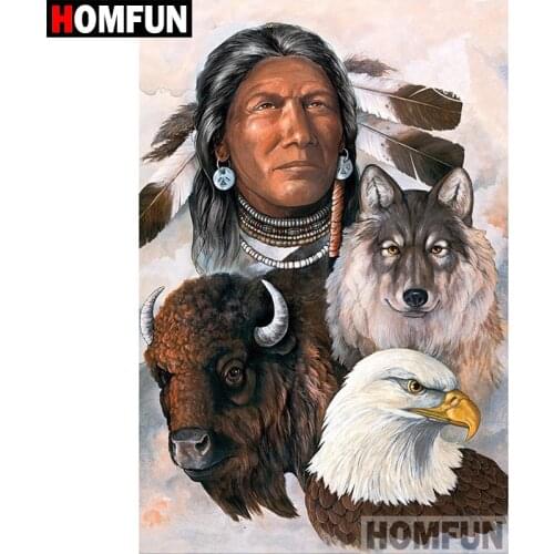 HOMFUN Full Square/Round Drill 5D DIY Diamond Painting "Indian animals" Embroidery Cross Stitch 5D Home Decor Gift A07577