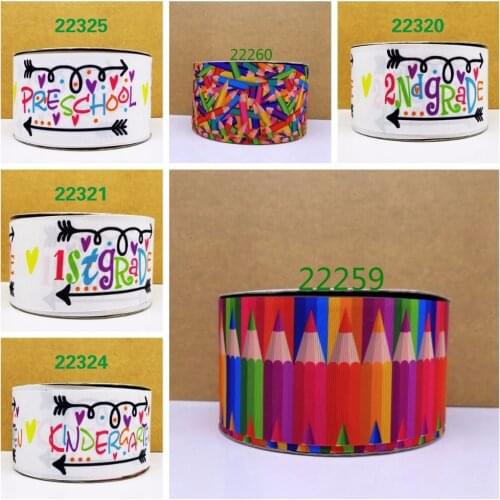 Free shipping 50 yard back to School printed grosgrain ribbon 22260