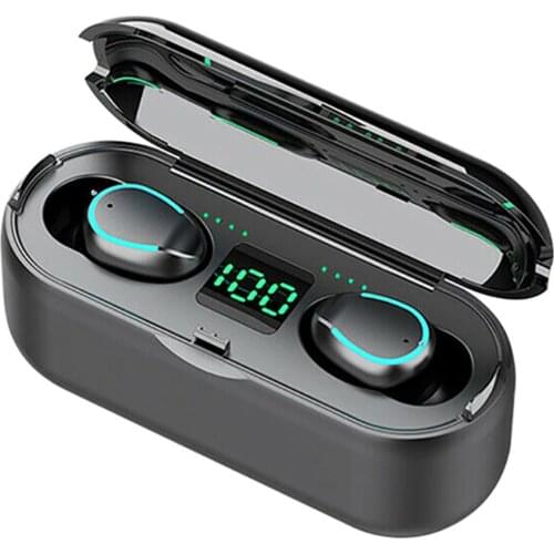 F9-2U Cordless Bluetooth 5.0 Earphones Auto Pairing Touch Control Noise Reduction Earphone for Smartphone Sports Mini Headphones