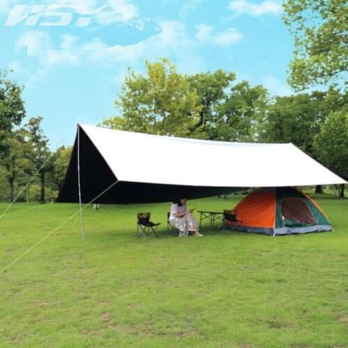 Without poles! White awning with black coating tent canopy camping waterproof sunshade Awning 3*4m 4.4*4.4m 6*4.4m