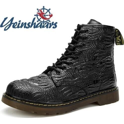 Men Boots British Style Casual Leather Shoes High Quality Crocodile Pattern Design Comfortable Mens Shoes Business Ankle Boots