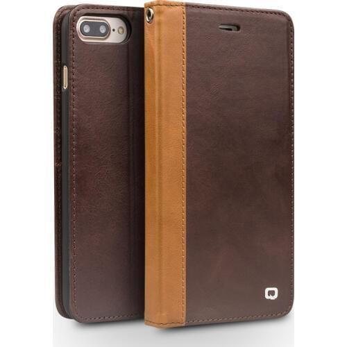 QIALINO 2016 New Case for iPhone 7 flip pure handmade cover for iPhone 7 plus Genuine Leather Luxury Fashion Thin case 4.7/5.5