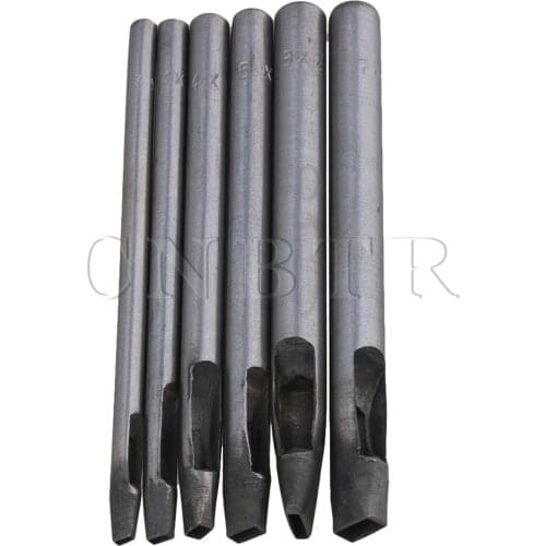 CNBTR 10cm Length Silver Steel Rectangle Shape Punch Cutter Tool for Leather Punching Pack of 6
