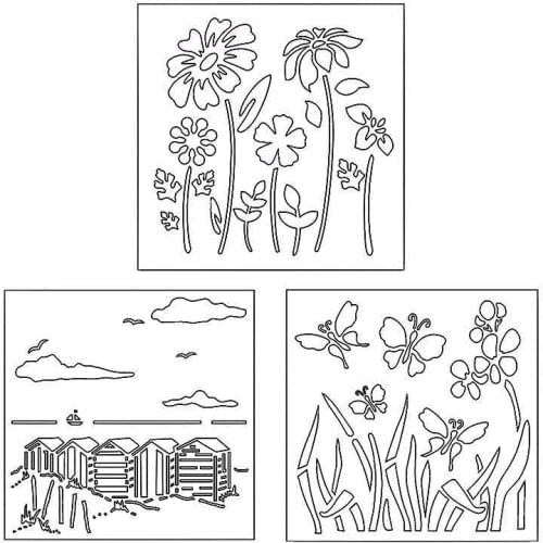 Countryside Landscape Butterfly Flowers Plastic Stencil for DIY Scrapbooking Embossing Paper Cards Crafts Templates 2019 New