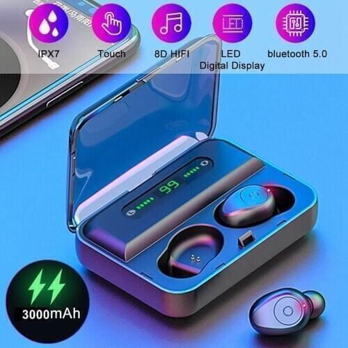 F9-3 wireless Bluetooth headset 5,0 TWS LED HIFI Mini sports running earphones compatible with iOS/Android phone calls