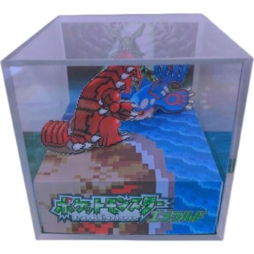 GBA Pokemon DIY Emerald Kyogre Groudon Rayquaza Super-ancient Vs Game Scene Paper Mold Figures Gift Gift Box Hobby Collection