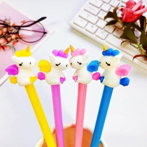 1pc Cute Unicorn Gel Pen Cartoon Unicorn Angel Student Creative Stationery Black Ink Water Pen Office School Supplies Kawaii Pen