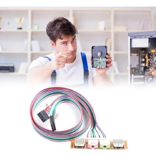 New And High Quality Power Supply Cable Adapter 2 USB PC Port 6.8CM Front USB Cable Audio Computer Mic Earphone Case Panel X2X1