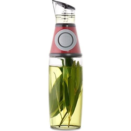 500ml Oil Sauce Vinegar Glass Bottle Pump Spray Container Press Cruet Condiment Dispenser with Measure Scales Home Kitchen Tools