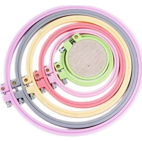 7/9/12/15/21/25cm Random Candy Color Ribbon Needlework Embroidered Hoop Circles Embroidery Frame Ring Hand Sewing Accessories