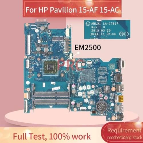 814610-501 814610-601 For HP Pavilion 15-AF 15-AC EM2500 Notebook motherboard LA-C781P DDR3 Mainboard