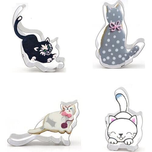 Mijiang New Stainless Steel Cute Kitty Cat Cake Cutter Slicer DIY Cake Decorating Tools Fondant Cookie Biscuit Molds S7207