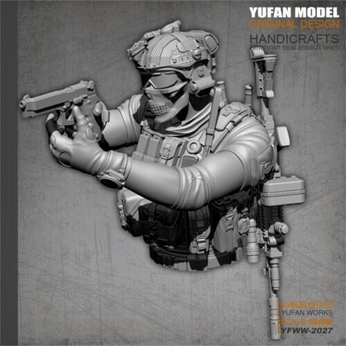 YUFan Model Resin Kits Bust US Navy SEAL Resin Soldier Self-assembled YFWW-2027