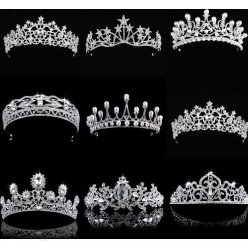 Fashion European Styles Hair Jewelry Pearl Crystal Tiaras And Crowns For Bride Wedding Women Handmade Hair Accessories