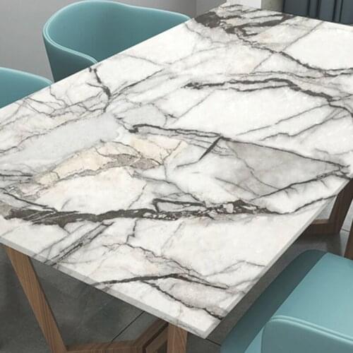 Marble Wallpaper Kitchen Countertops Desktop Furniture Sticker Glossy Renovation Film Oil-Proof PVC Self-Adhesive Background