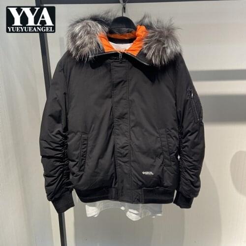 2021 Korean Style Slim Mens New Black Zippers Pockets Fashion White Duck Down Jacket Hooded Concise Male Winter Sports Coat