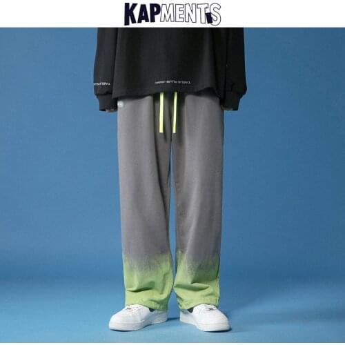 KAPMENTS Men Harajuku Wide Leg Tie Dye Sweatpants 2021 Mens Streetwear Baggy Japanese Joggers Male Korean Fashion Harem Pants