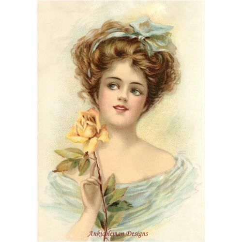 Embroidery Counted Cross Stitch Kits Needlework - Crafts 14 ct DMC Color DIY Arts Handmade Decor - Vintage Rose Girl 2