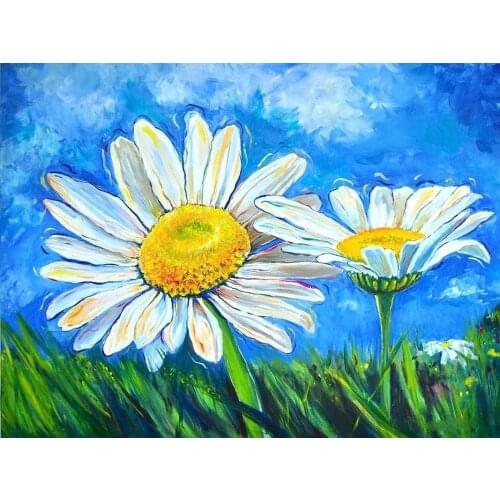 Diamond Painting Kits Daisy Flowers Full Round With AB Drill Cross Stitch Rhinestone Pictures Beads Embroidery Home Decoration