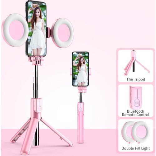 New Wireless Bluetooth Selfie Stick Tripod LED Ring Light Foldable Handheld Monopod Shutter Remote Tripod For iPhone 11 Huawei