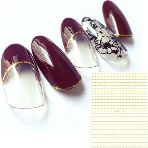 Newest HANYI-149 3d nail stickers golden line design nail decal back glue DIY decoration art tools