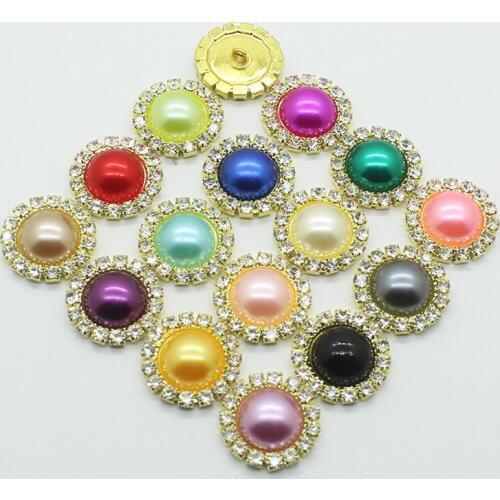 NEW 10pcs/lot 15mm Gold Shank Diamond Buttons Artificial Crystal Craft for Wedding Flowers & Clothes Decoration Hair Accessories