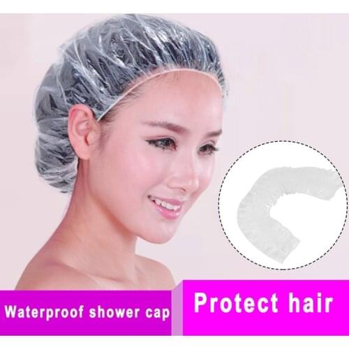 100PCS/SET Disposable el Home Women Shower Bath Cap Waterproof Elastic Design Adults Bathing Cap Hair Cover Shower Caps