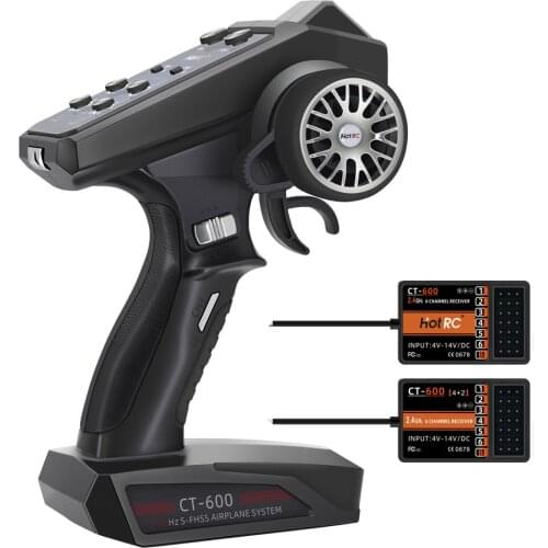HOTRC CT-600 CT400 6CH 4CH 2.4GHz Radio System Transmitter Remote Controller with CT-600 6 Channel Receiver for RC Car Boat Tank