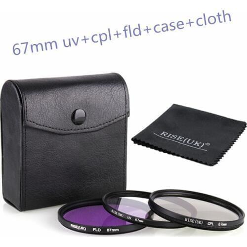 RISE (UK) 67mm Camera Filter kit UV & FLD & CPL With PU Case 67MM Camera Lens Filter Protector for Nikon d3400