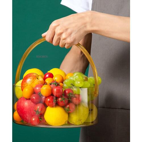 Hand Basket Food Storage Box Glass Clear Container Nordic Style Bread Dried Fruit Snack Plate Home Platter Kitchen Accessories