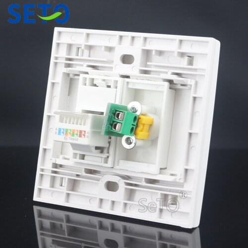 SeTo 86 Type Network RJ45 Cat5e + Yellow Audio Wall Plate Socket Keystone Faceplate