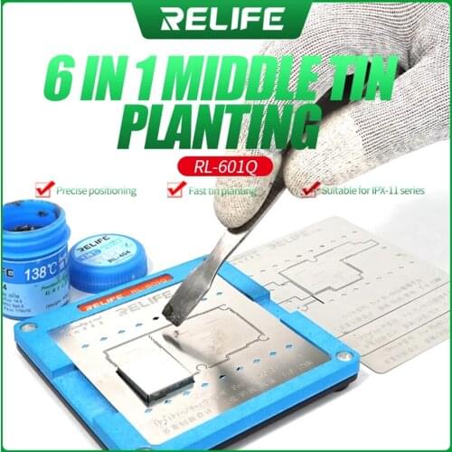 Sunshine SS-601Q 6 IN 1 Planting Tin Template Fixture for iPhone X-11Pro MAX Motherboard Middle Frame BGA Reballing Stencil Tool