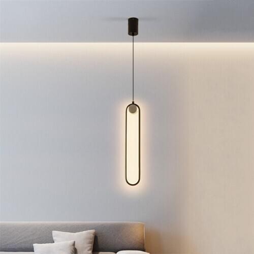 Nordic Minimalism Hanging Lights Bedroom Modern Bedside Lamp Iron Art Line Hanglamp Living Room Background Wall Pendant Lights