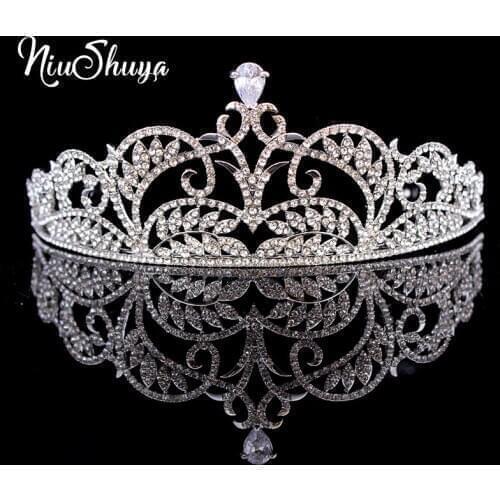 NiuShuya Elegance Crystal Bridal Tiaras Cubic Zirconia Rhinestone Pageant Diadem Bride Headbands Wedding Hair Accessories