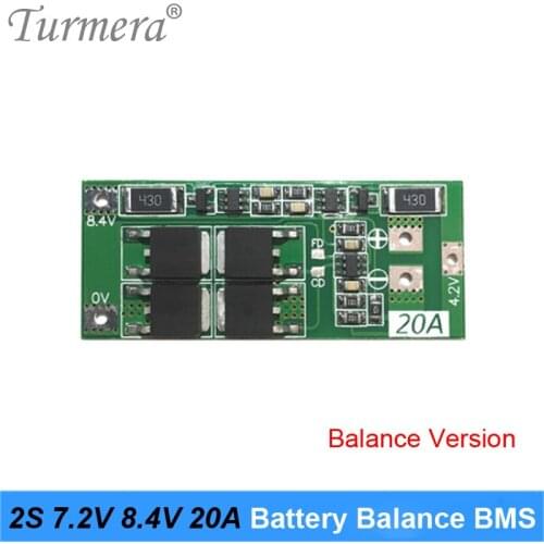 Turmera 2S 20A 7.2V 8.4V Balance BMS 18650 21700 26650 Lithium Battery Protection Board for Screwdriver Drill and Headlamp Use A
