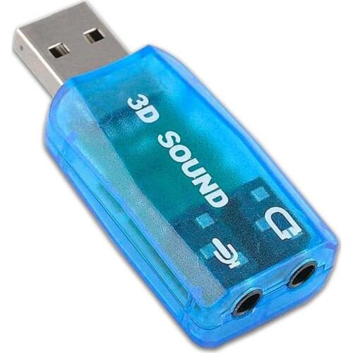 External USB Sound Card Adapter with 3.5mm Jack Microphone Mic Input Virtual 3D 5.1 Audio Output Stereo for PC Laptop