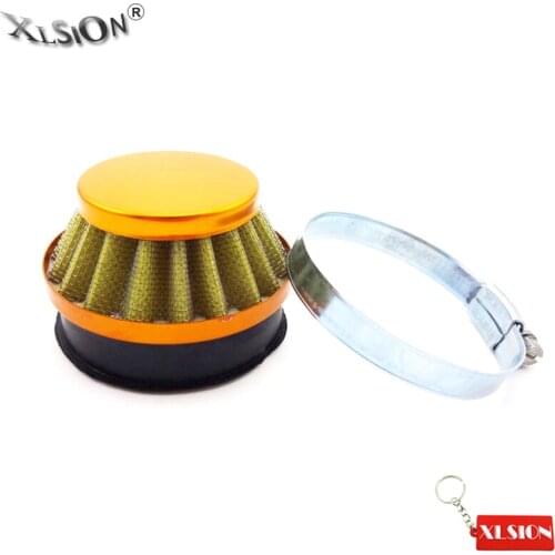 XLSION Aftermarket 58 mm Gold Air Filter For Motorcycle Mini Moto ATV Dirt Pocket Gas Motorized Dirt Bike