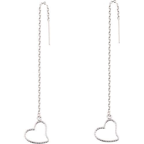 2018 Fashion Brand Hollow Love Heart Chain Drop Earrings 925 Sterling Silver Long linear Women Party Wedding Gift