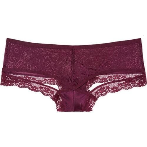 Ladies Panties Lace Back Hollow Out Thin Floral Edge Sexy Underwear Women Transparent Briefs Seamless Lingerie Thong For Female