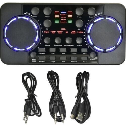 V300 PRO Sound Card 10 Sound Effects Bluetooth Noise Reduction Audio mixers Headset mic Voice Control for Phone PC