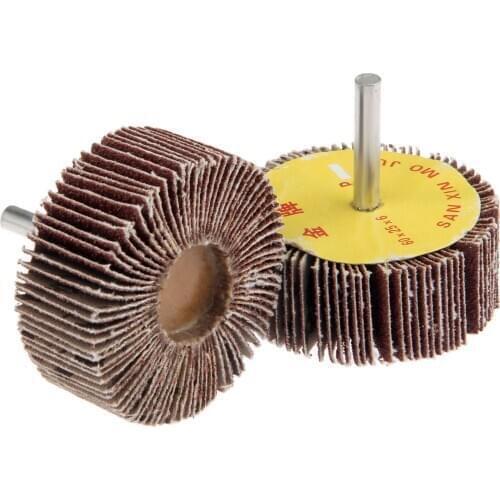 1Pc 60mm Grinding Disc Buffing Sandpaper Flap Wheel Head with 6mm Mandrel for Mini Drill Rotary Tools 80-Grit Dremel Accessories