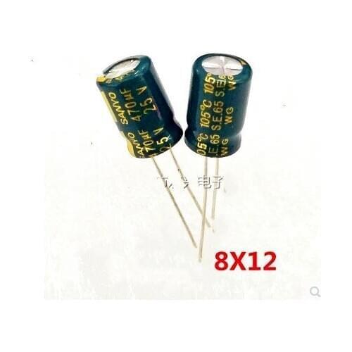 10-100pcs /lot 25v470uf high frequency low resistance long life LCD electrolytic capacitor 470uf 25V 8 * 12mm