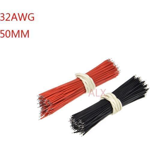 100PCS 32AWG 50MM LONG Tin-Plated Breadboard Jumper Cable Flexible Two Ends PVC Electronic conductor Wire FOR PCB