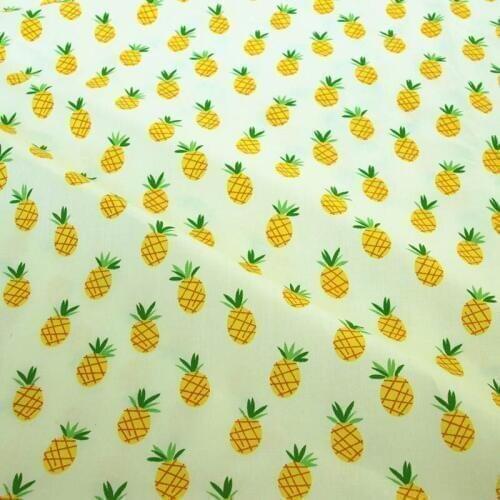 100% twill cotton tropical fruit fresh beige pineapple cloth DIY for kid bedding cushion clothes dress handwork patchwork fabric