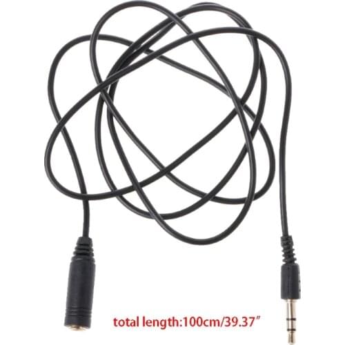 3.5mm Male To Female 3-Pole Jack Plug Stereo Audio Aux Extension Cable Cord 1m