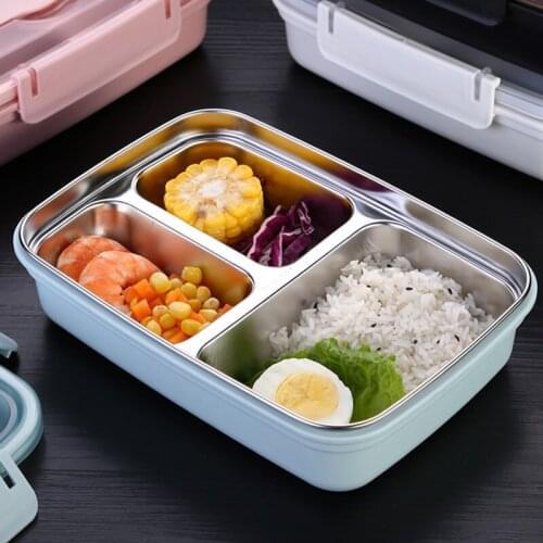 304 Stainless Steel Lunch Box Office Lunch Seperated Bento Portable Thermal Food Container With Chopsticks And Spoon