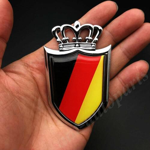 3D Chrome Germany Deutschland Flag Crown Shield Car Emblem Badge Decal Sticker