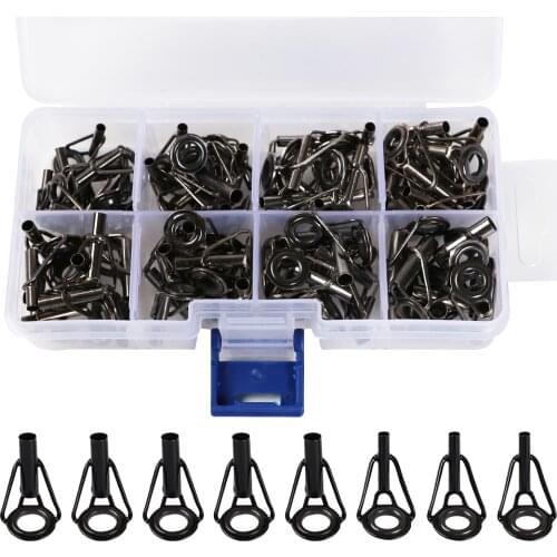 80pcs Fishing Rod Tips DIY Fishing Rods Guides High Carbon Steel Rings Kits for Fish Pole Accessories Repair De Pesca
