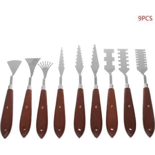 9pcs/set Professional Stainless Steel Artist Oil Painting Palette Knife Compact flexible Spatula Paint Pallet Art